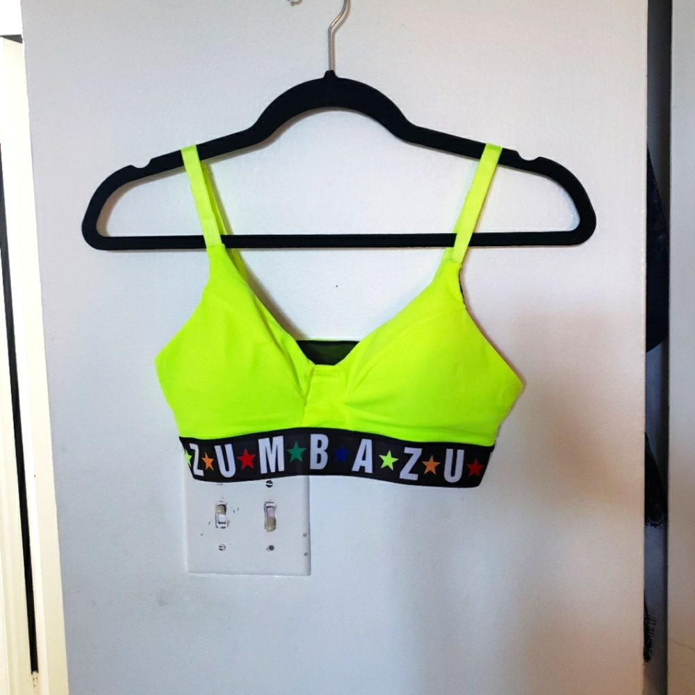 ZUMBA WEAR Neon Yellow & Black Sports Bra